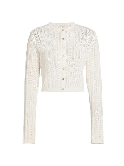 Dresden Cotton Pointelle-Knit Crop Cardigan