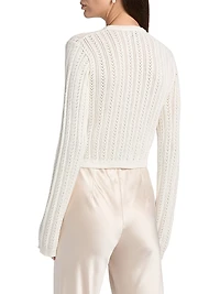 Dresden Cotton Pointelle-Knit Crop Cardigan