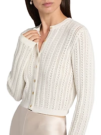 Dresden Cotton Pointelle-Knit Crop Cardigan