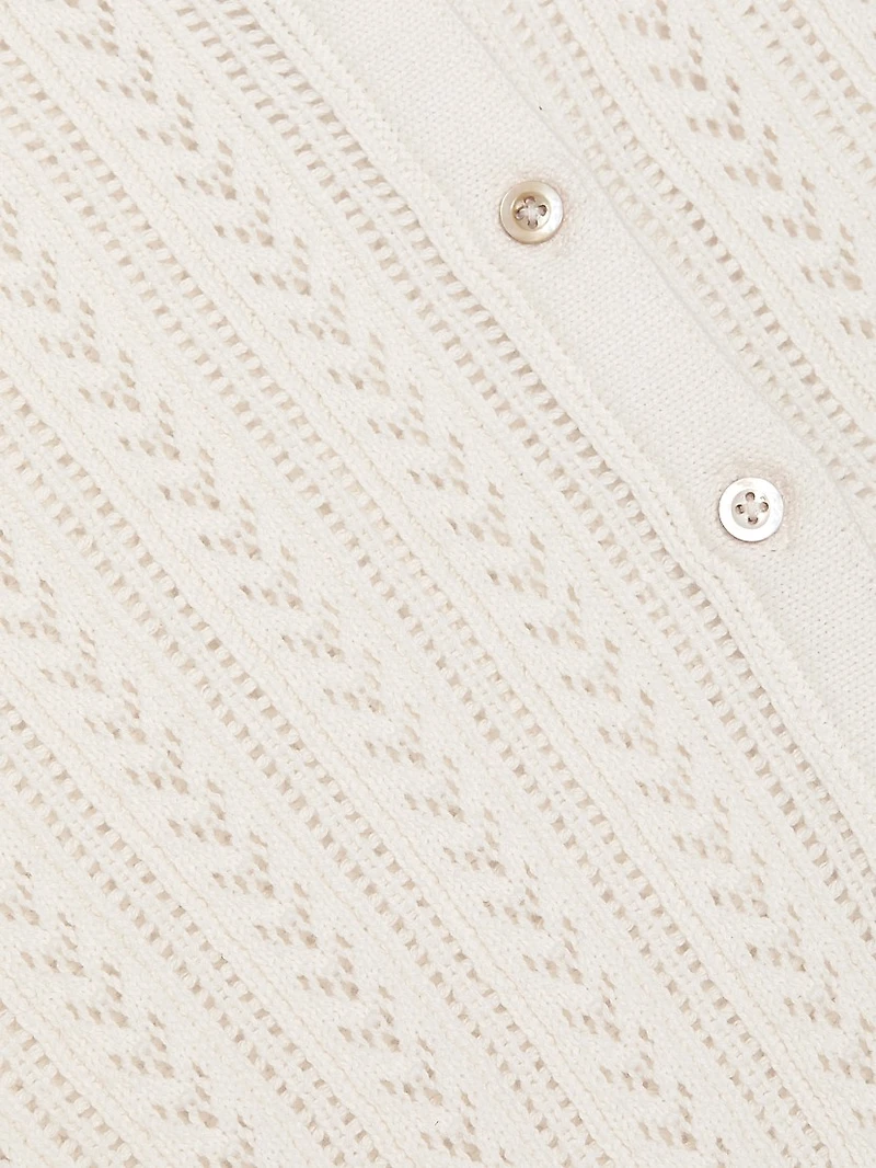Dresden Cotton Pointelle-Knit Crop Cardigan