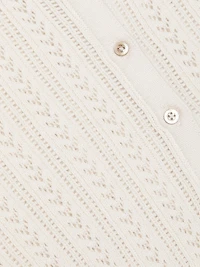 Dresden Cotton Pointelle-Knit Crop Cardigan