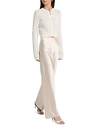 Dresden Cotton Pointelle-Knit Crop Cardigan