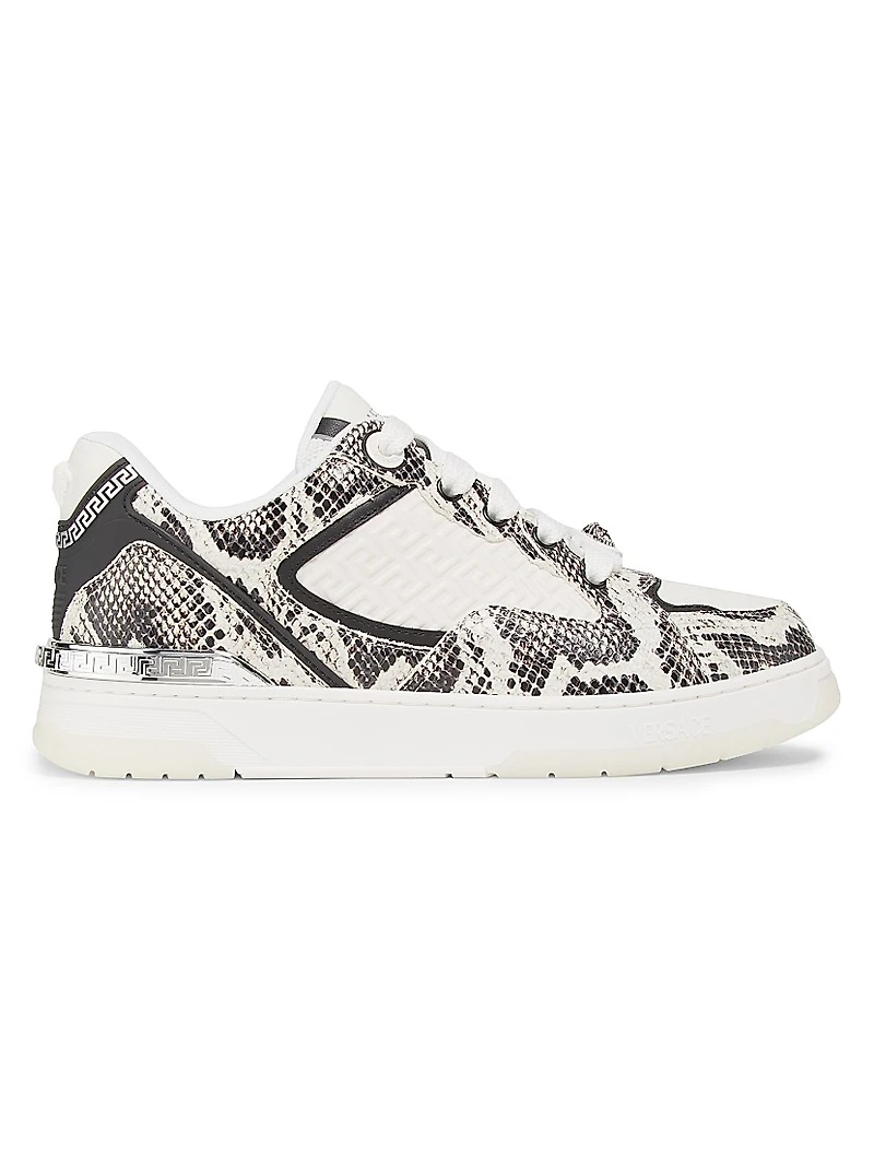 Python Print Leather Low-Top Sneakers