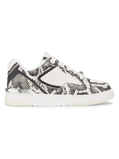 Python Print Leather Low-Top Sneakers
