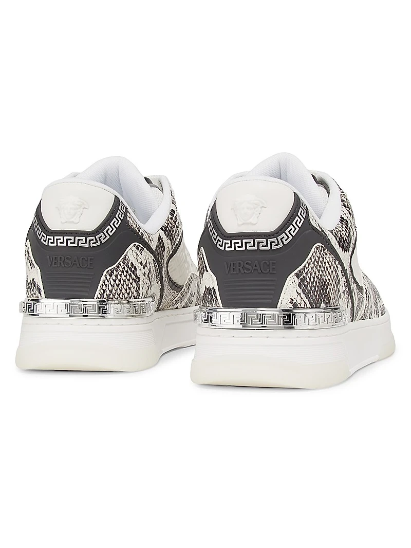 Python Print Leather Low-Top Sneakers