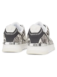 Python Print Leather Low-Top Sneakers