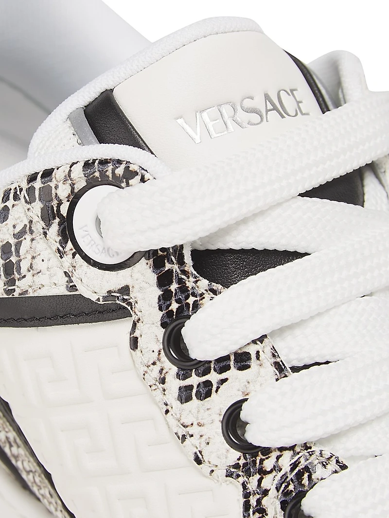 Python Print Leather Low-Top Sneakers