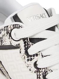Python Print Leather Low-Top Sneakers