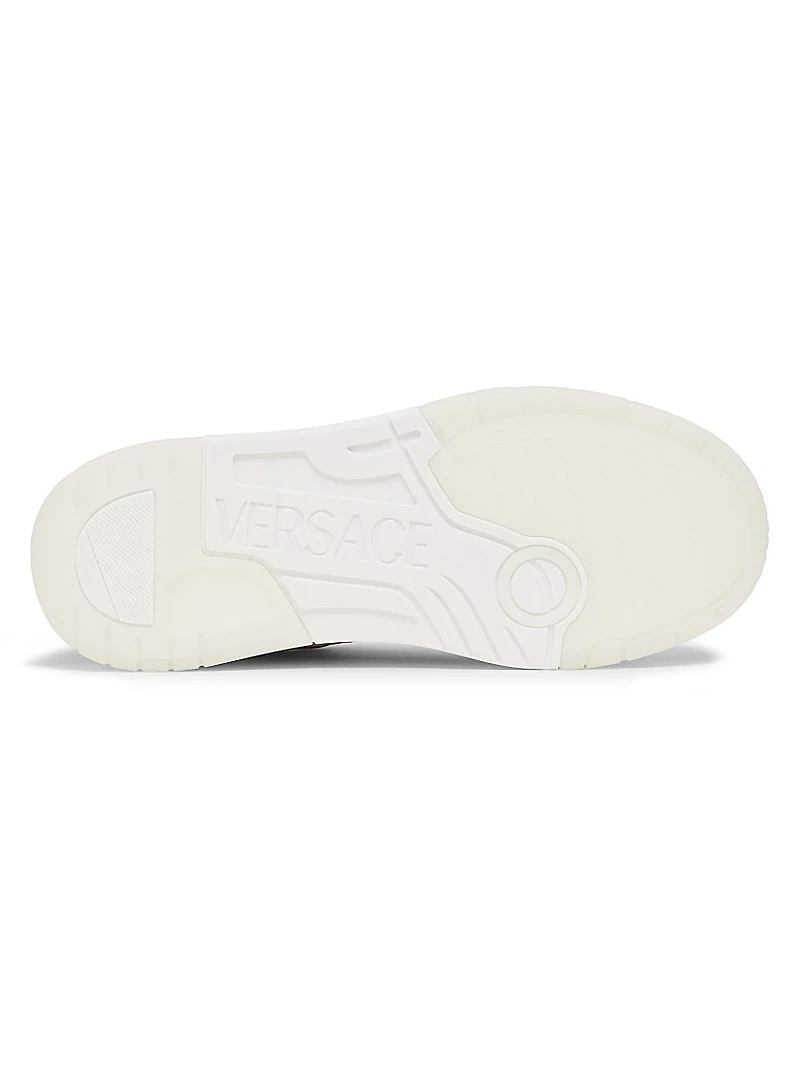 Python Print Leather Low-Top Sneakers