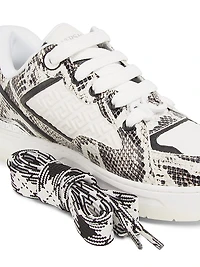Python Print Leather Low-Top Sneakers