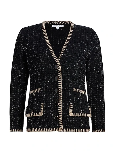 Ceriani Sequined Metallic Knit Jacket