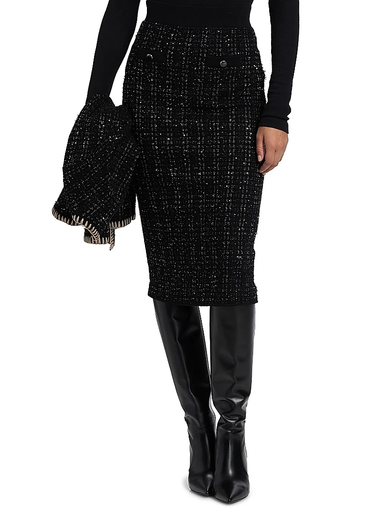 Corbin Sequined Knit Pencil Skirt
