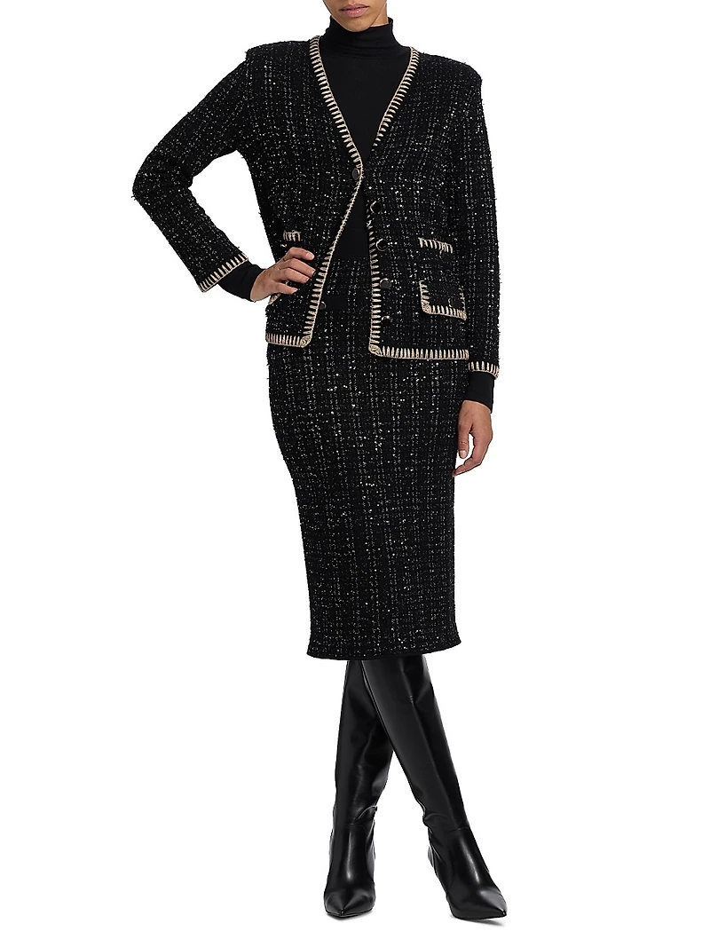 Corbin Sequined Knit Pencil Skirt