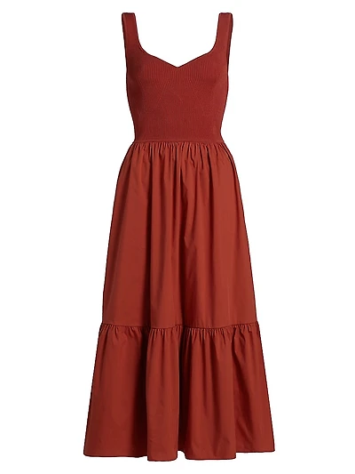 Alfred Knit Sleeveless Tiered Midi-Dress