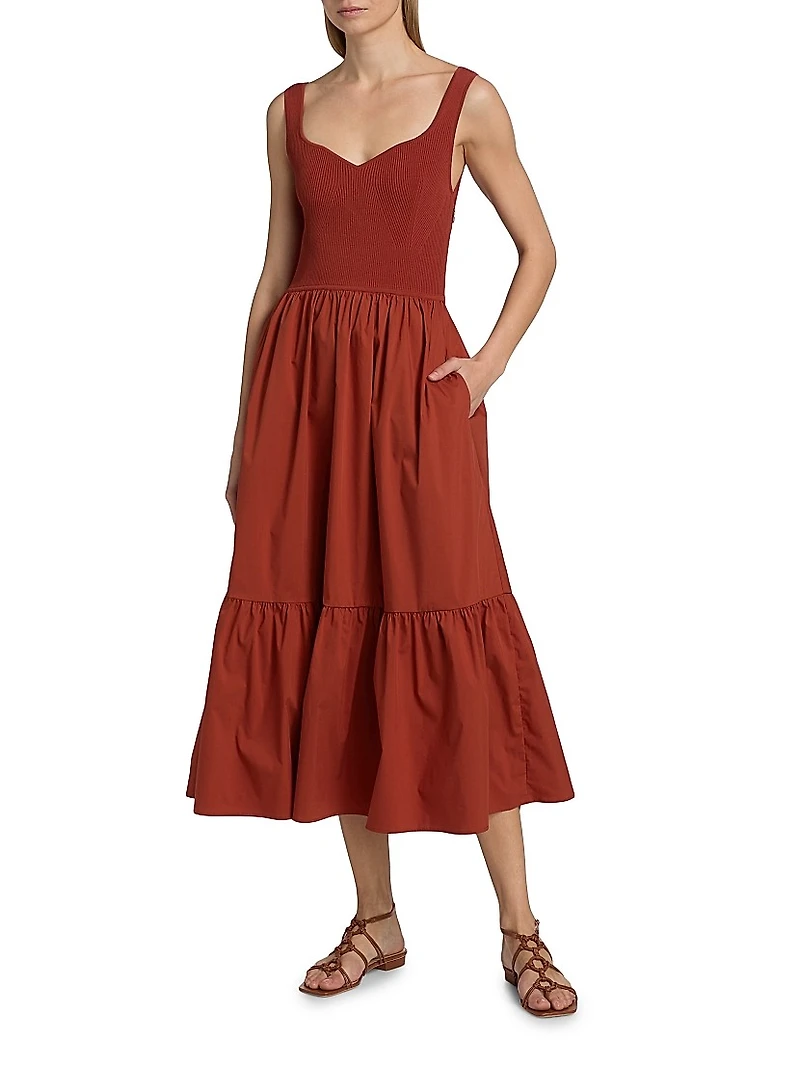 Alfred Knit Sleeveless Tiered Midi-Dress