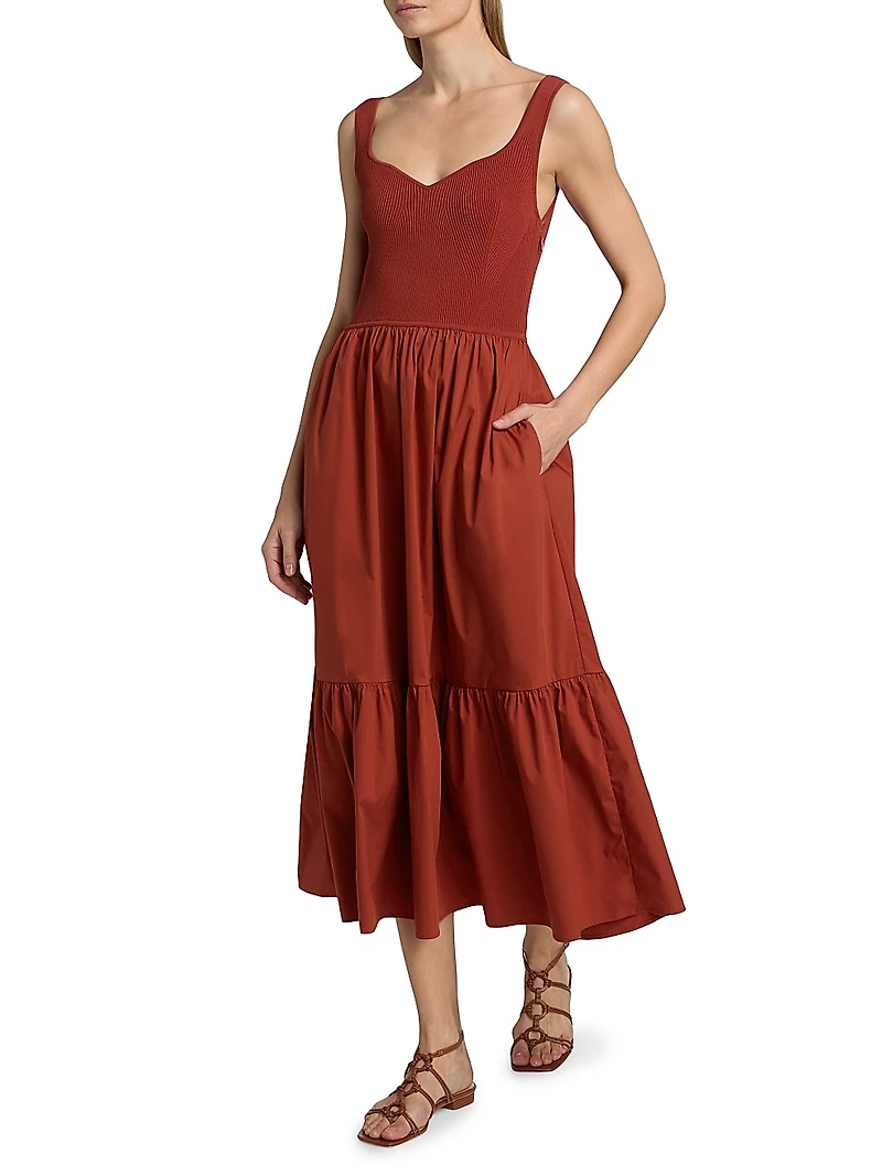Alfred Knit Sleeveless Tiered Midi-Dress