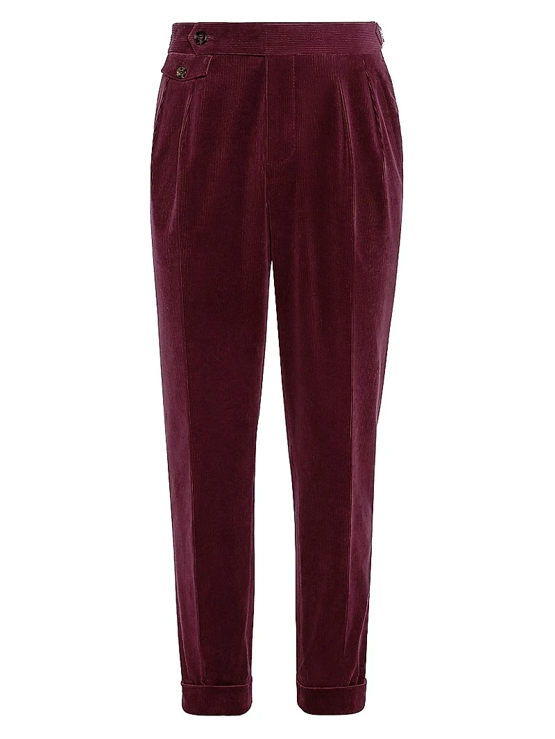 Corduroy Tailor Fit Trousers with Double Pleats