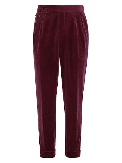 Corduroy Tailor Fit Trousers with Double Pleats