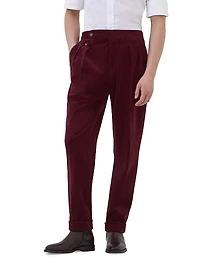 Corduroy Tailor Fit Trousers with Double Pleats