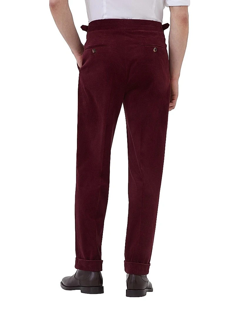 Corduroy Tailor Fit Trousers with Double Pleats