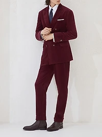 Corduroy Tailor Fit Trousers with Double Pleats