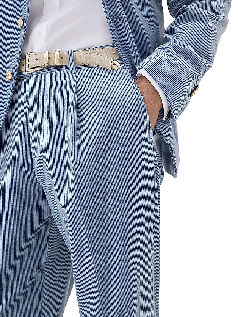 Comfort Cotton and Cashmere Corduroy Leisure Fit Trousers with Pleat