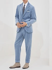 Comfort Cotton and Cashmere Corduroy Leisure Fit Trousers with Pleat