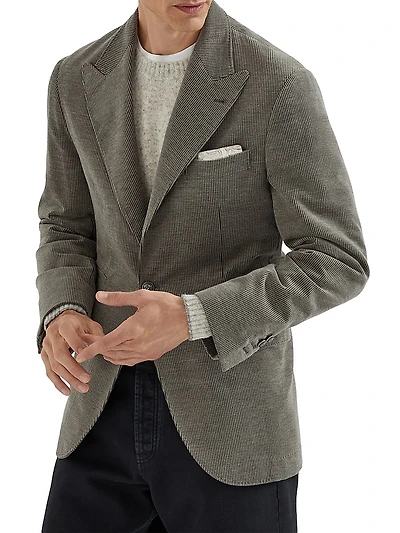 Corduroy Deconstructed Blazer with Large Peak Lapels