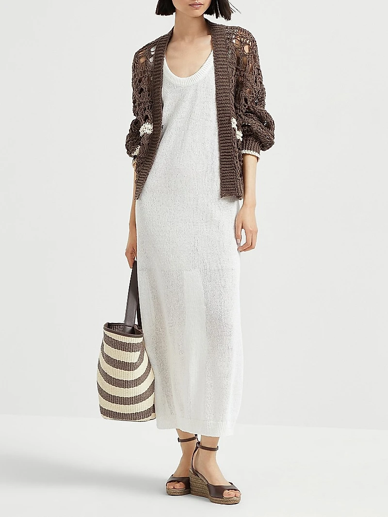 Linen and Silk Diamond Yarn Knit Dress