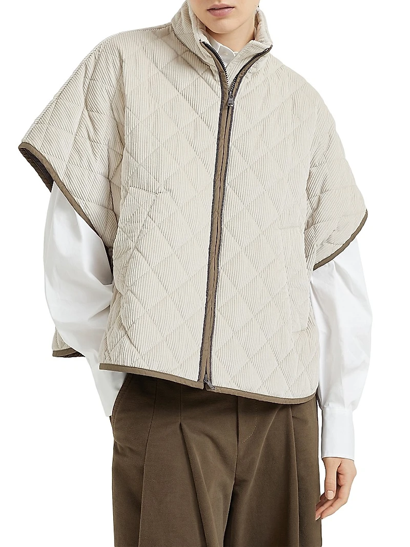 Quilted Cotton and Cashmere Corduroy Outerwear Jacket