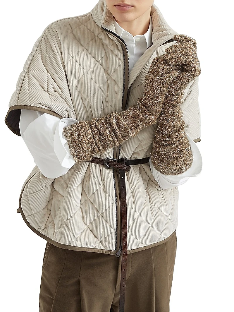 Quilted Cotton and Cashmere Corduroy Outerwear Jacket