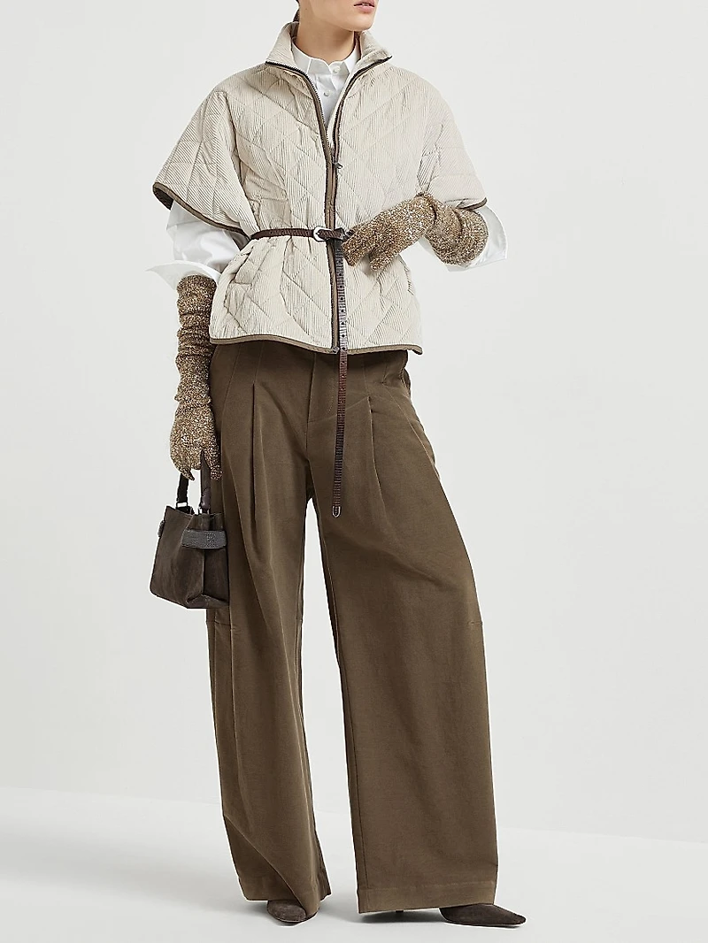Quilted Cotton and Cashmere Corduroy Outerwear Jacket
