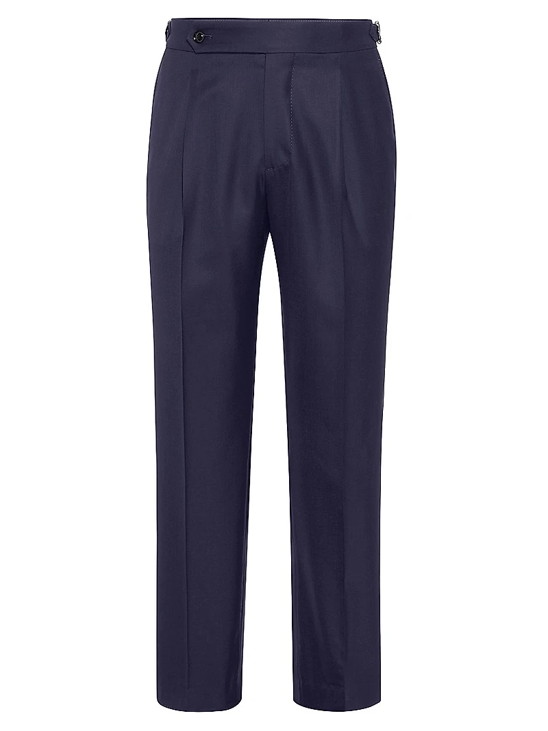 Lightweight Virgin Wool and Silk Twill Tuxedo Trousers