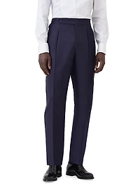 Lightweight Virgin Wool and Silk Twill Tuxedo Trousers