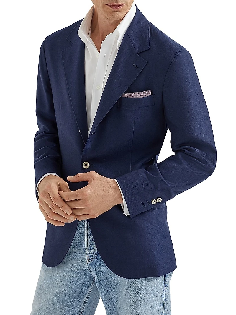 Lightweight Cashmere Twill Deconstructed Blazer