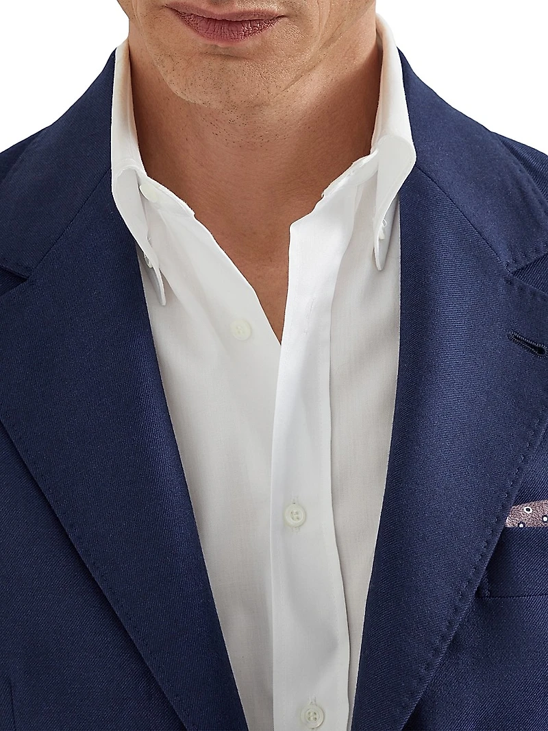 Lightweight Cashmere Twill Deconstructed Blazer