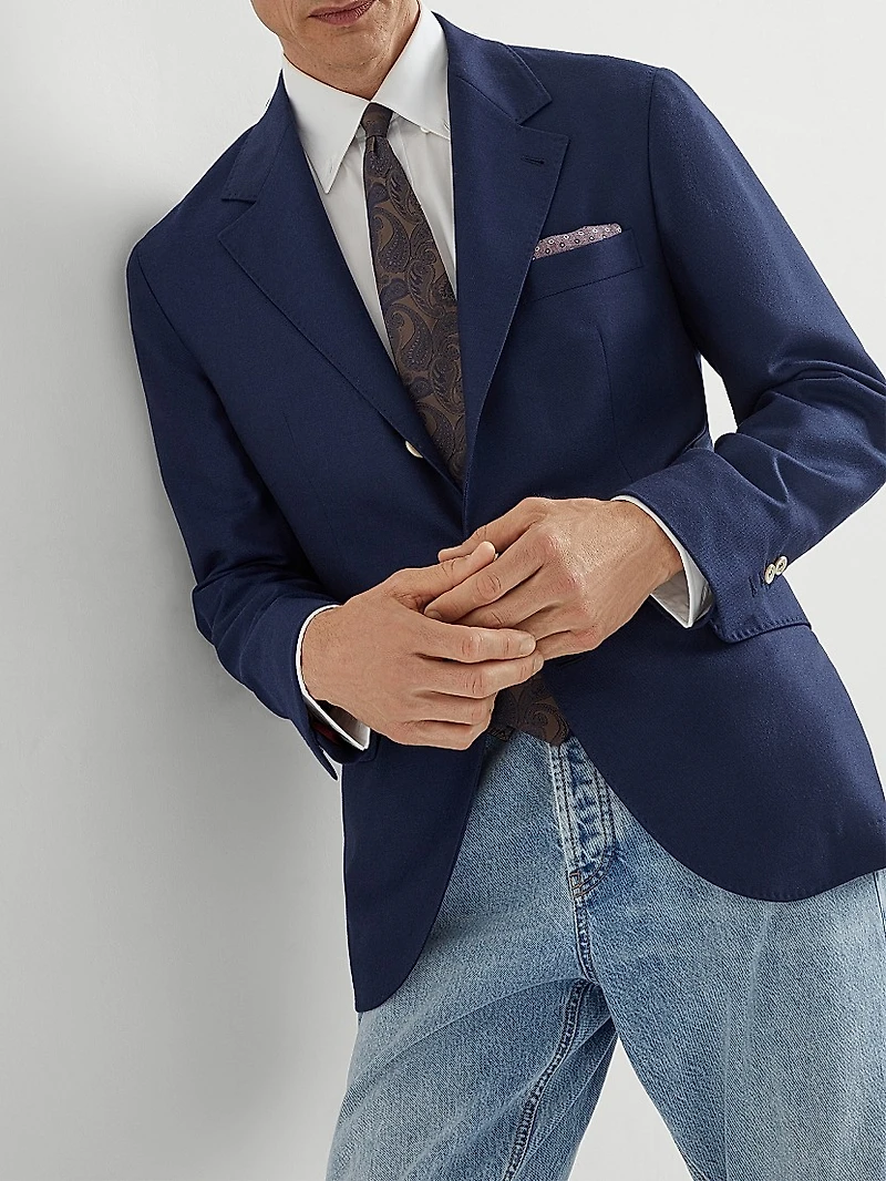 Lightweight Cashmere Twill Deconstructed Blazer
