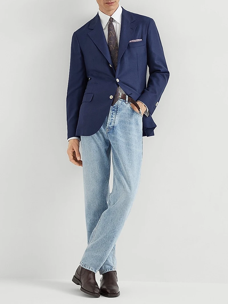 Lightweight Cashmere Twill Deconstructed Blazer