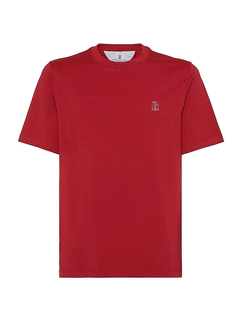 Cotton Jersey Crewneck T-Shirt with Logo