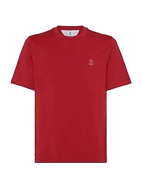 Cotton Jersey Crewneck T-Shirt with Logo