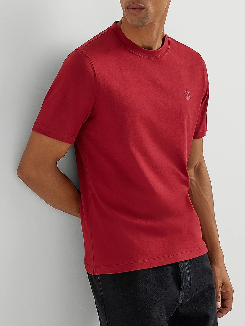 Cotton Jersey Crewneck T-Shirt with Logo