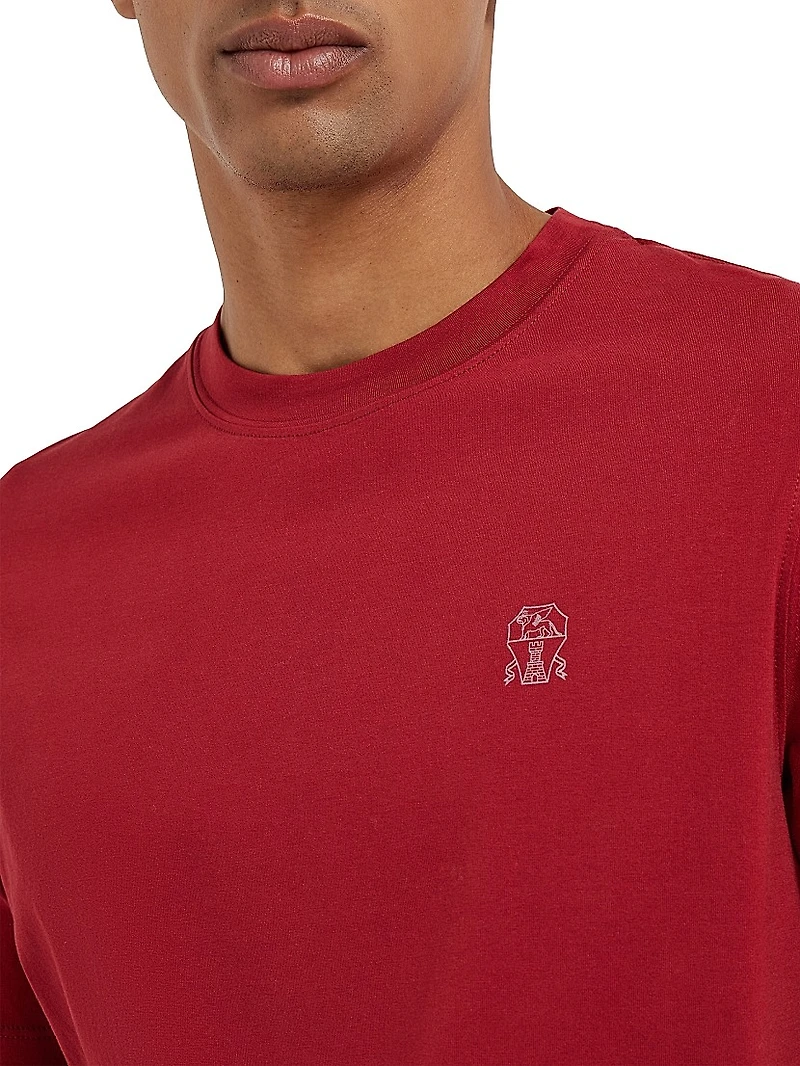 Cotton Jersey Crewneck T-Shirt with Logo