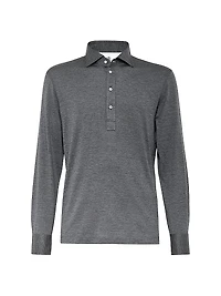 Long Sleeve Polo Shirt with Style Collar