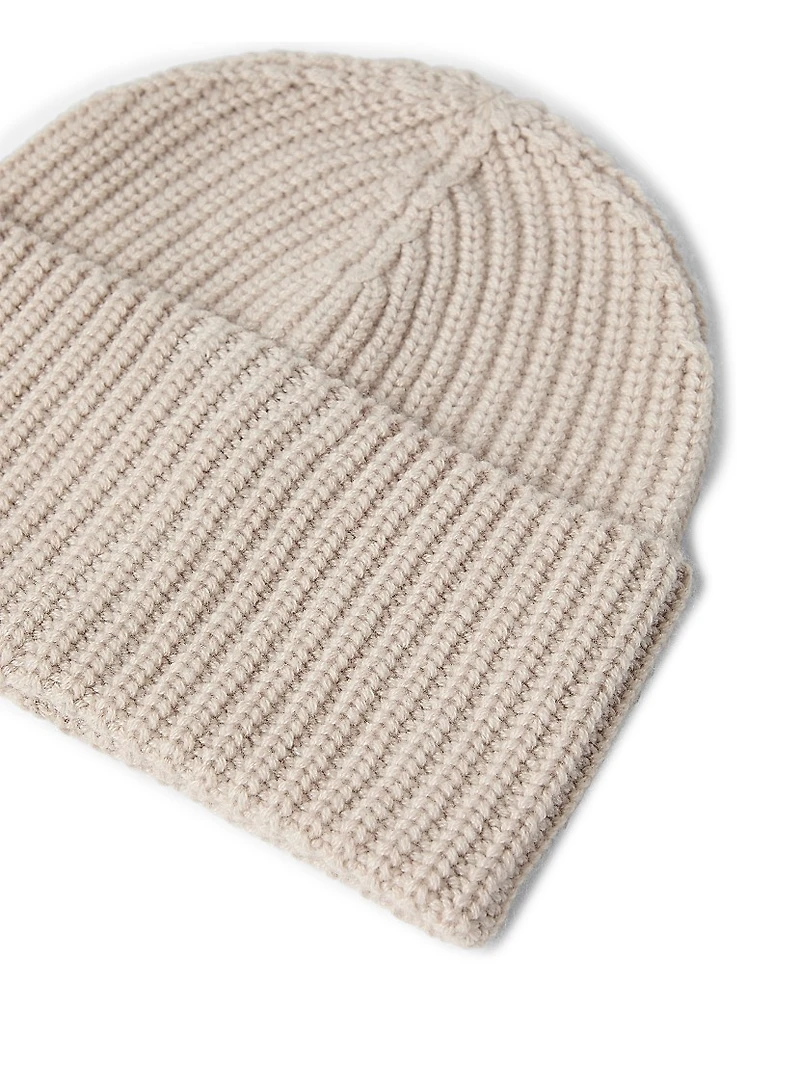 Cashmere English Rib Knit Beanie