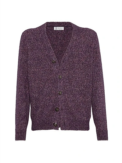Flecked Alpaca, Wool, Silk and Cotton Cardigan with Metal Buttons