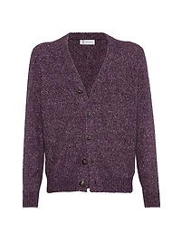Flecked Alpaca, Wool, Silk and Cotton Cardigan with Metal Buttons