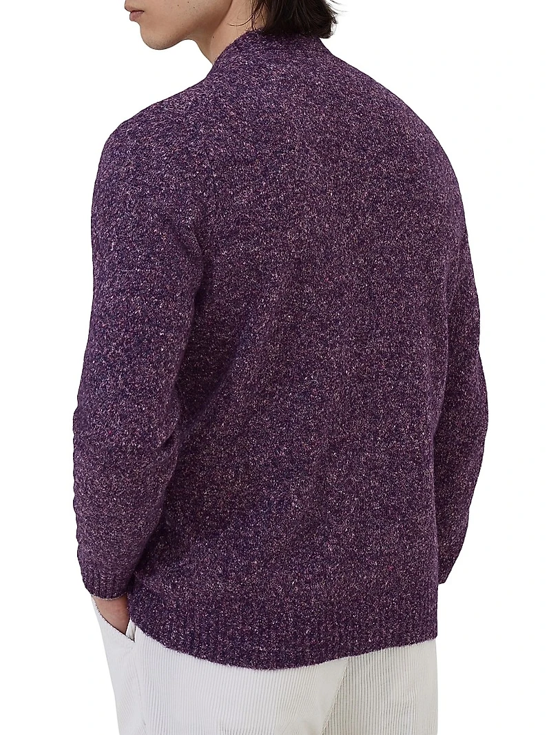 Flecked Alpaca, Wool, Silk and Cotton Cardigan with Metal Buttons