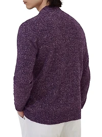Flecked Alpaca, Wool, Silk and Cotton Cardigan with Metal Buttons