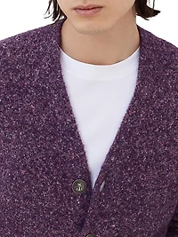 Flecked Alpaca, Wool, Silk and Cotton Cardigan with Metal Buttons