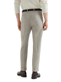 Silk Blend Flecked Chalk Stripe Leisure Fit Trousers with Pleat